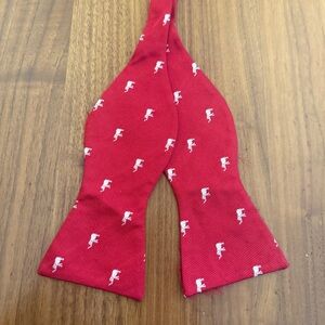 Tommy Hilfiger Men’s Red Silk Bow Tie with White Elephant Pattern